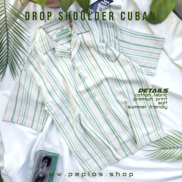 S043 Green stripe (drop shoulder cuban)