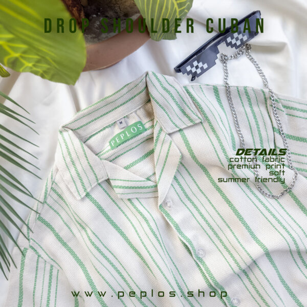 S043 Green stripe (drop shoulder cuban) - Image 2