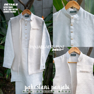Pakistani Style Panjabi White (Panjabi+Vest+Pant)