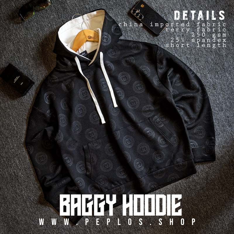 Baggy Hoodie 002 (Black, Unisex) - Image 3