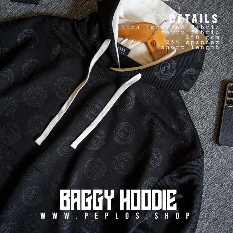 Baggy Hoodie 002 (Black, Unisex) - Image 2