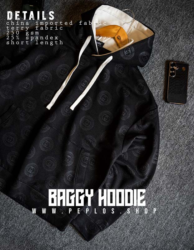 Baggy Hoodie 002 (Black, Unisex) - Image 4