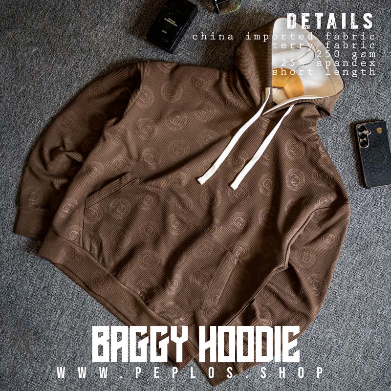 Baggy Hoodie 002 (Brown, Unisex) - Image 3