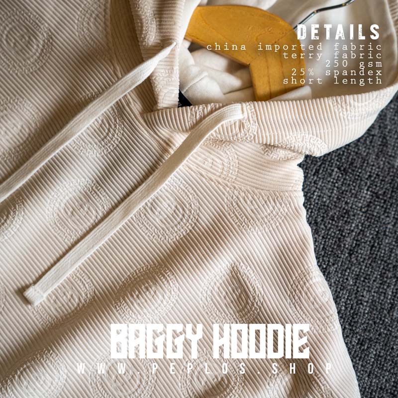 Baggy Hoodie 002 (Cream, Unisex) - Image 2