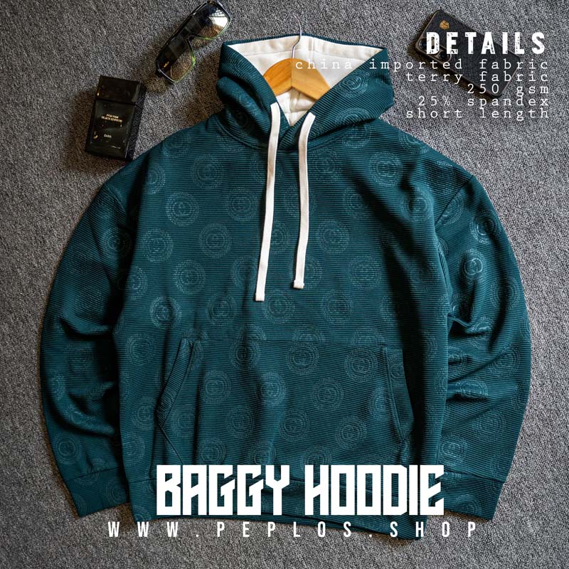 Baggy Hoodie 002 (Bottle Green, Unisex) - Image 4