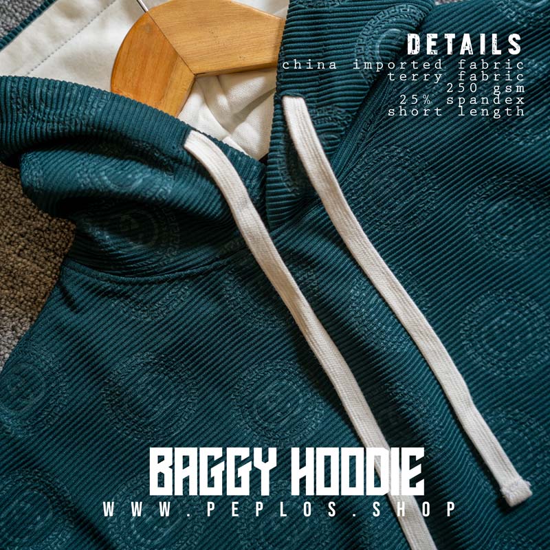 Baggy Hoodie 002 (Bottle Green, Unisex) - Image 2