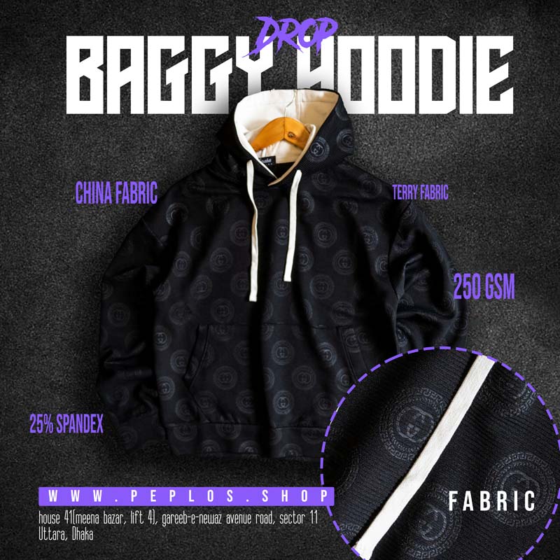 Baggy Hoodie 002 (Black, Unisex)