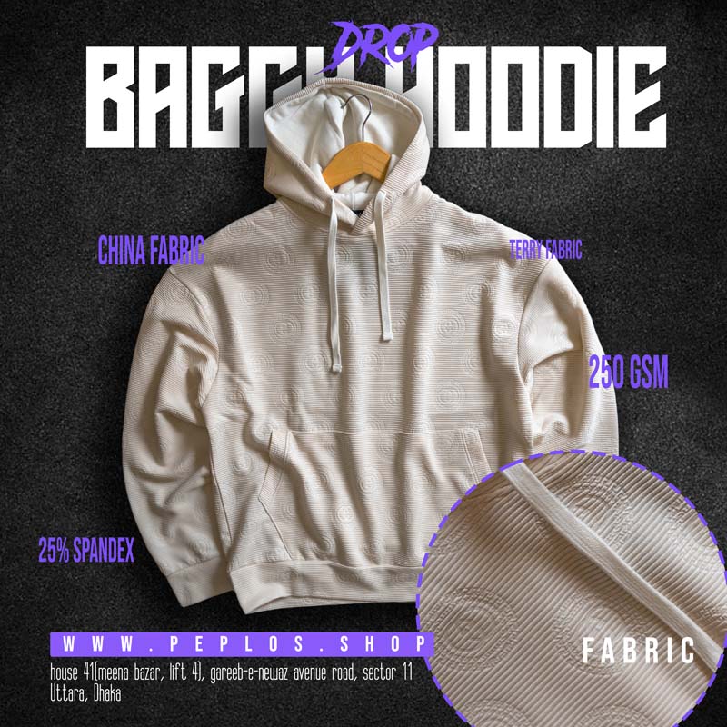 Baggy Hoodie 002 (Cream, Unisex)