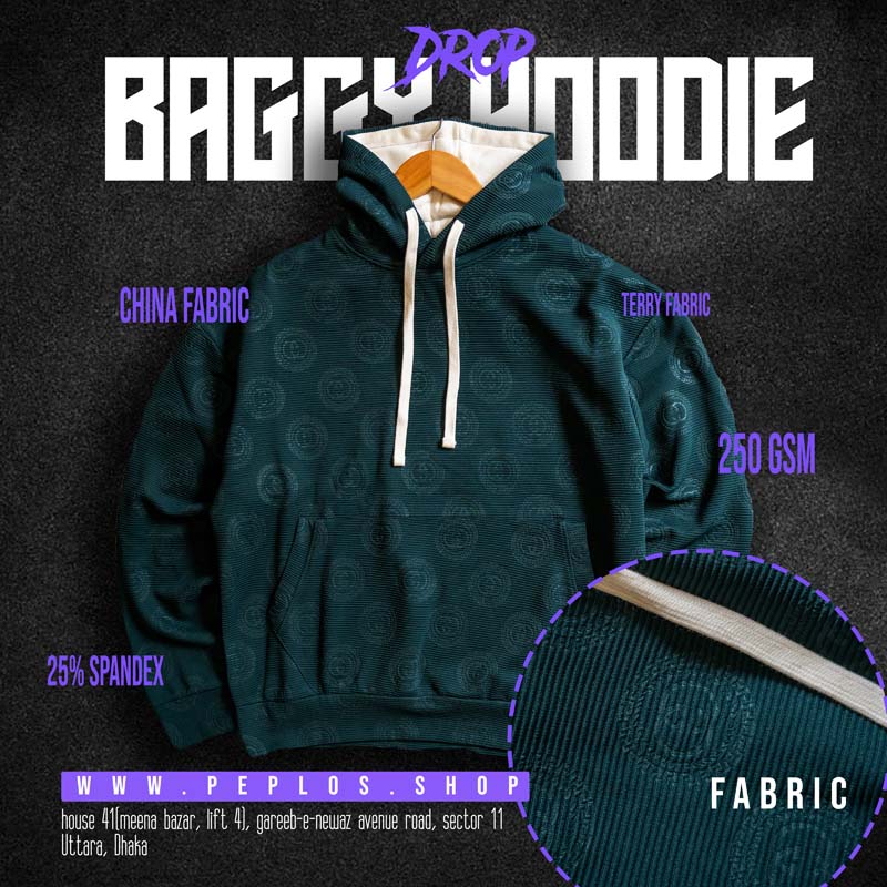 Baggy Hoodie 002 (Bottle Green, Unisex)
